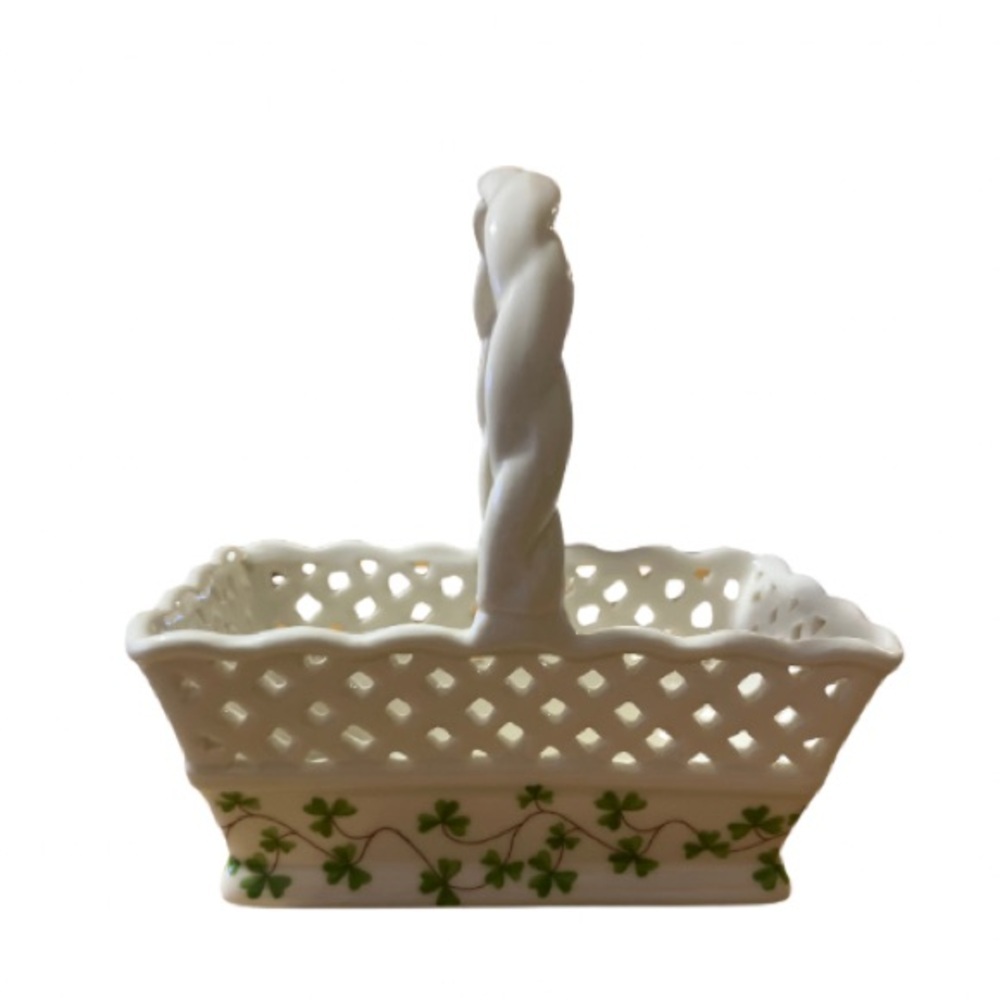 Godinger, ShannoN Porcelain Basket Shamrock Design, 5” NIB - Picture 4 of 11